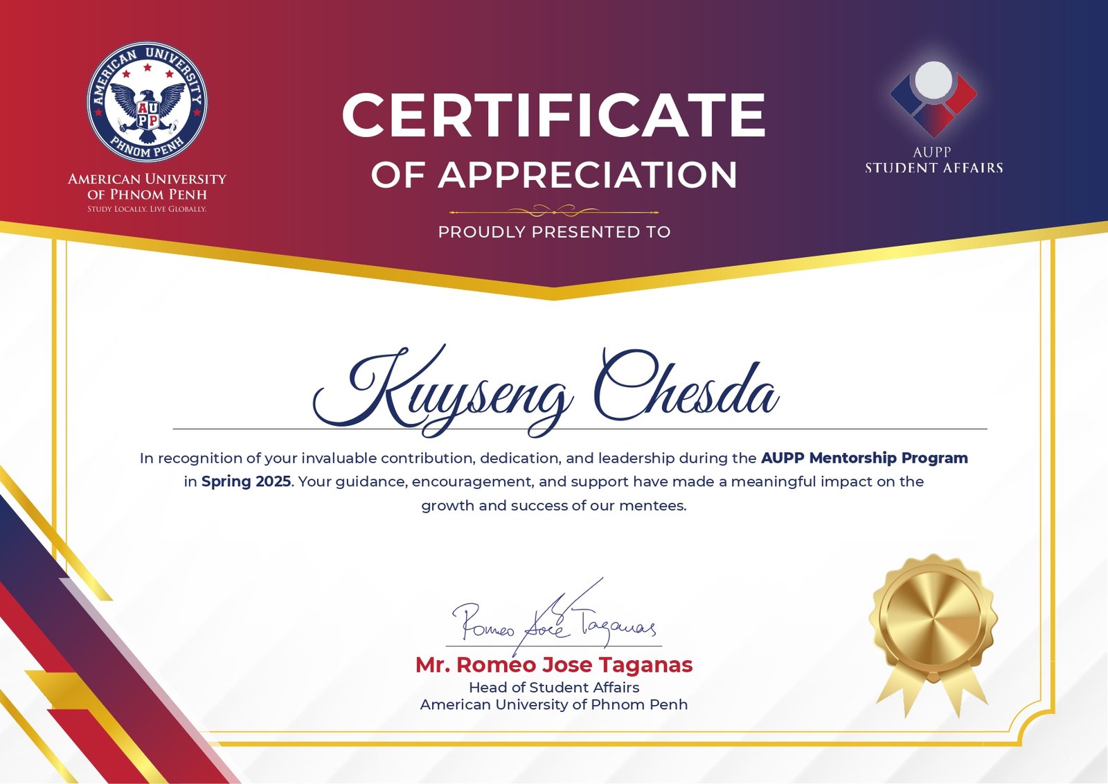 University Life Certificates Certificate